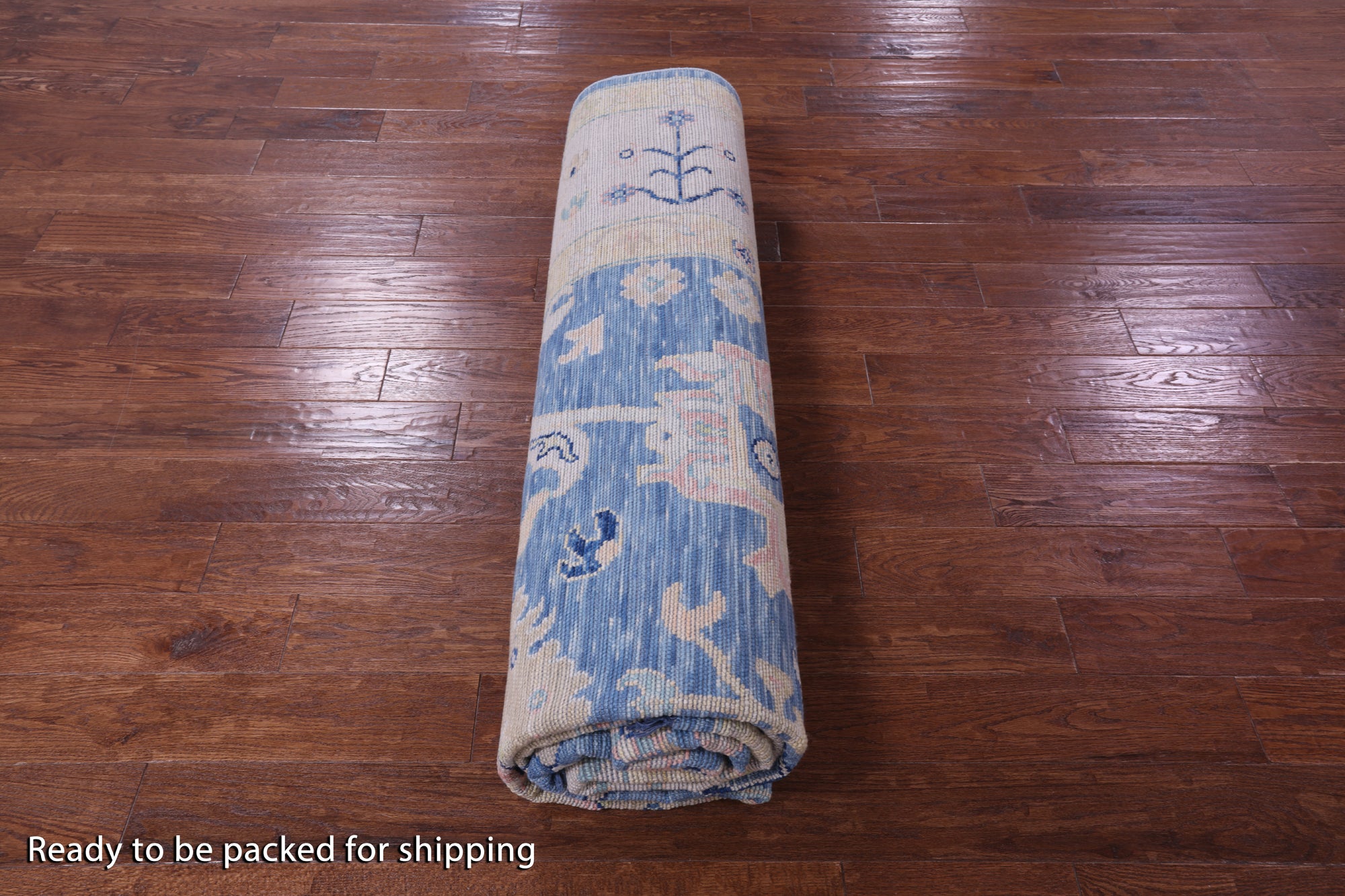 Blue Turkish Oushak Hand Knotted Wool Rug - 9' 1" X 12' 0" - Golden Nile
