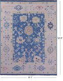 Blue Turkish Oushak Hand Knotted Wool Rug - 9' 1" X 12' 0" - Golden Nile