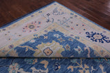 Blue Turkish Oushak Hand Knotted Wool Rug - 9' 1" X 12' 0" - Golden Nile