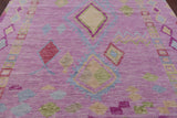 Pink Tribal Moroccan Hand Knotted Wool Rug - 8' 11" X 12' 2" - Golden Nile