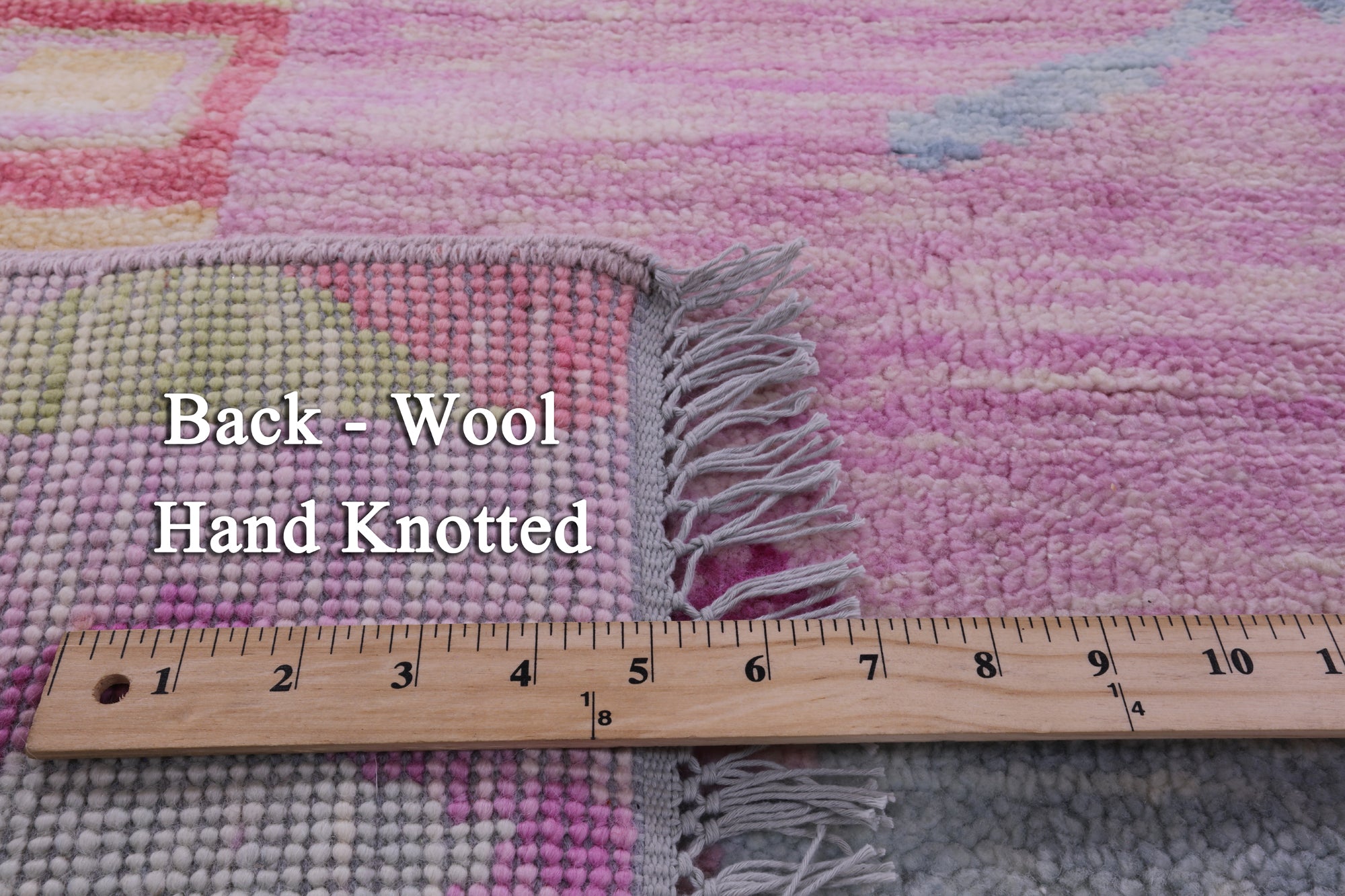 Pink Tribal Moroccan Hand Knotted Wool Rug - 8' 11" X 12' 2" - Golden Nile