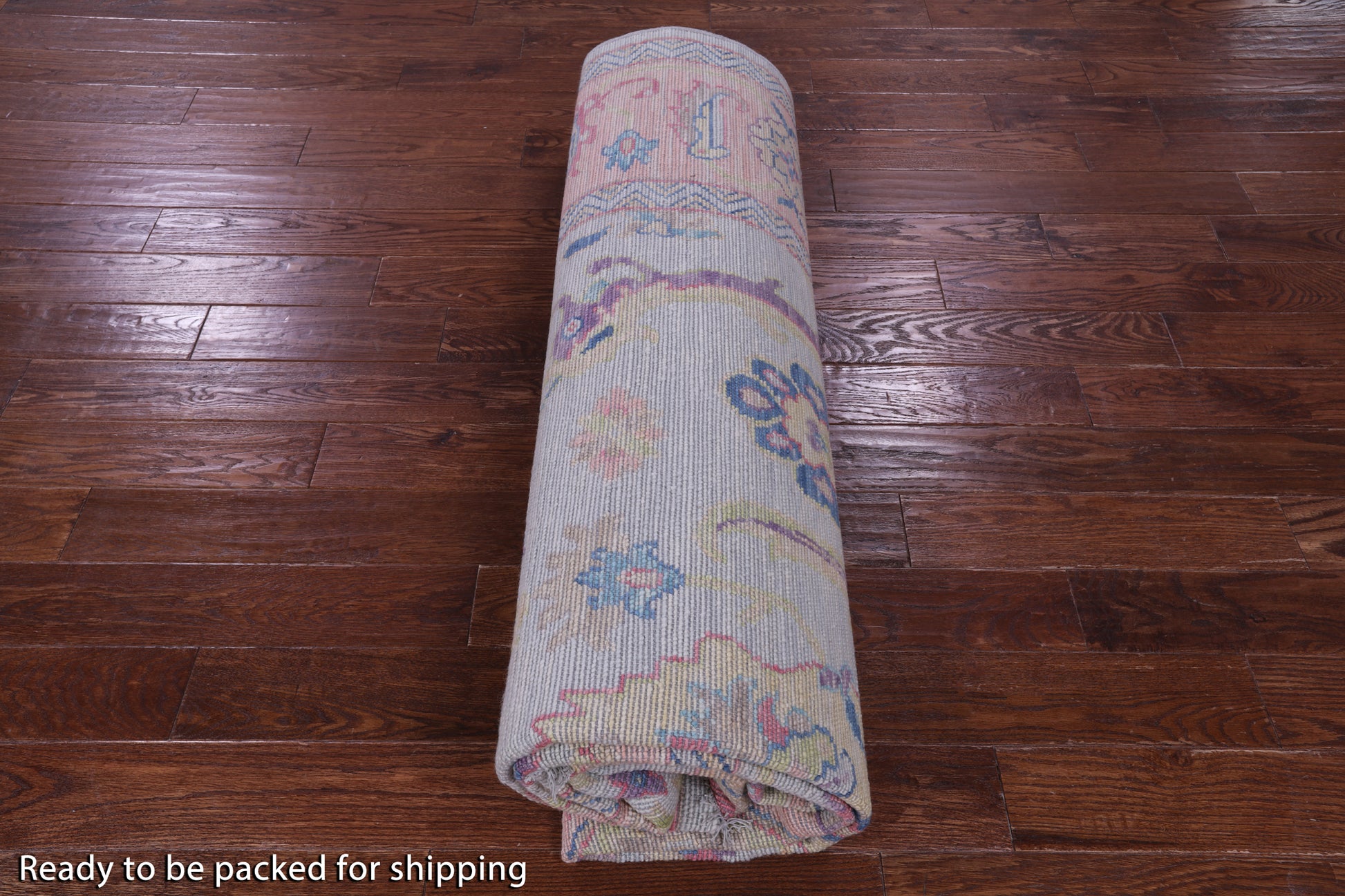 Light Blue Turkish Oushak Hand Knotted Wool Rug - 9' 0" X 12' 0" - Golden Nile