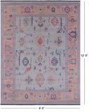 Light Blue Turkish Oushak Hand Knotted Wool Rug - 9' 0" X 12' 0" - Golden Nile