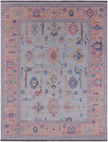 Light Blue Turkish Oushak Hand Knotted Wool Rug - 9' 0" X 12' 0" - Golden Nile