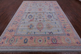 Light Blue Turkish Oushak Hand Knotted Wool Rug - 9' 0" X 12' 0" - Golden Nile