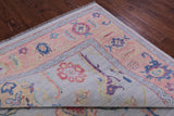 Light Blue Turkish Oushak Hand Knotted Wool Rug - 9' 0" X 12' 0" - Golden Nile