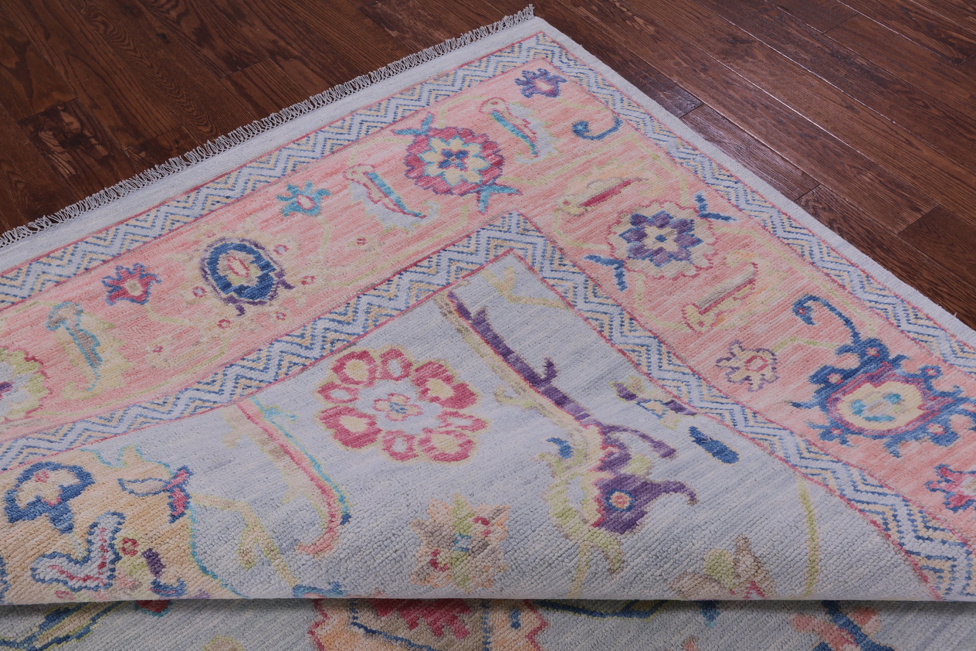 Light Blue Turkish Oushak Hand Knotted Wool Rug - 9' 0" X 12' 0" - Golden Nile
