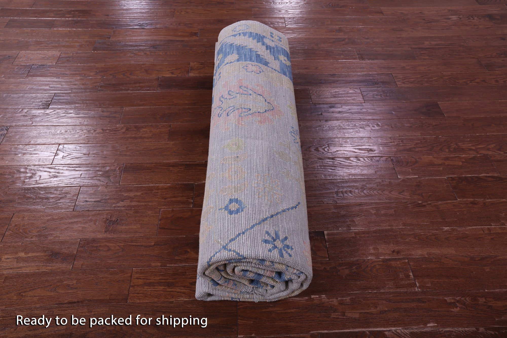 Light Blue Turkish Oushak Hand Knotted Wool Rug - 9' 1" X 12' 0" - Golden Nile
