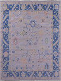 Light Blue Turkish Oushak Hand Knotted Wool Rug - 9' 1" X 12' 0" - Golden Nile