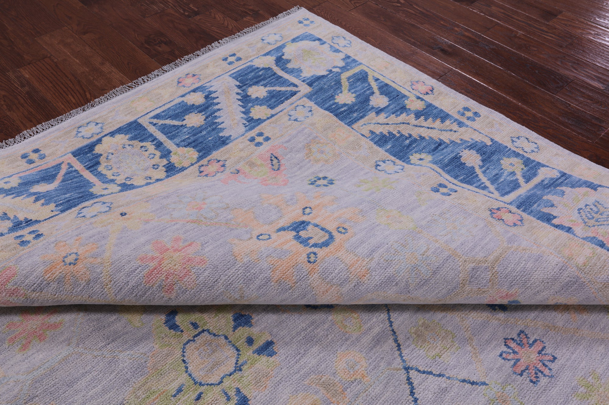 Light Blue Turkish Oushak Hand Knotted Wool Rug - 9' 1" X 12' 0" - Golden Nile