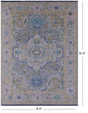 Grey Persian Fine Serapi Handmade Wool Rug - 9' 2" X 12' 2" - Golden Nile