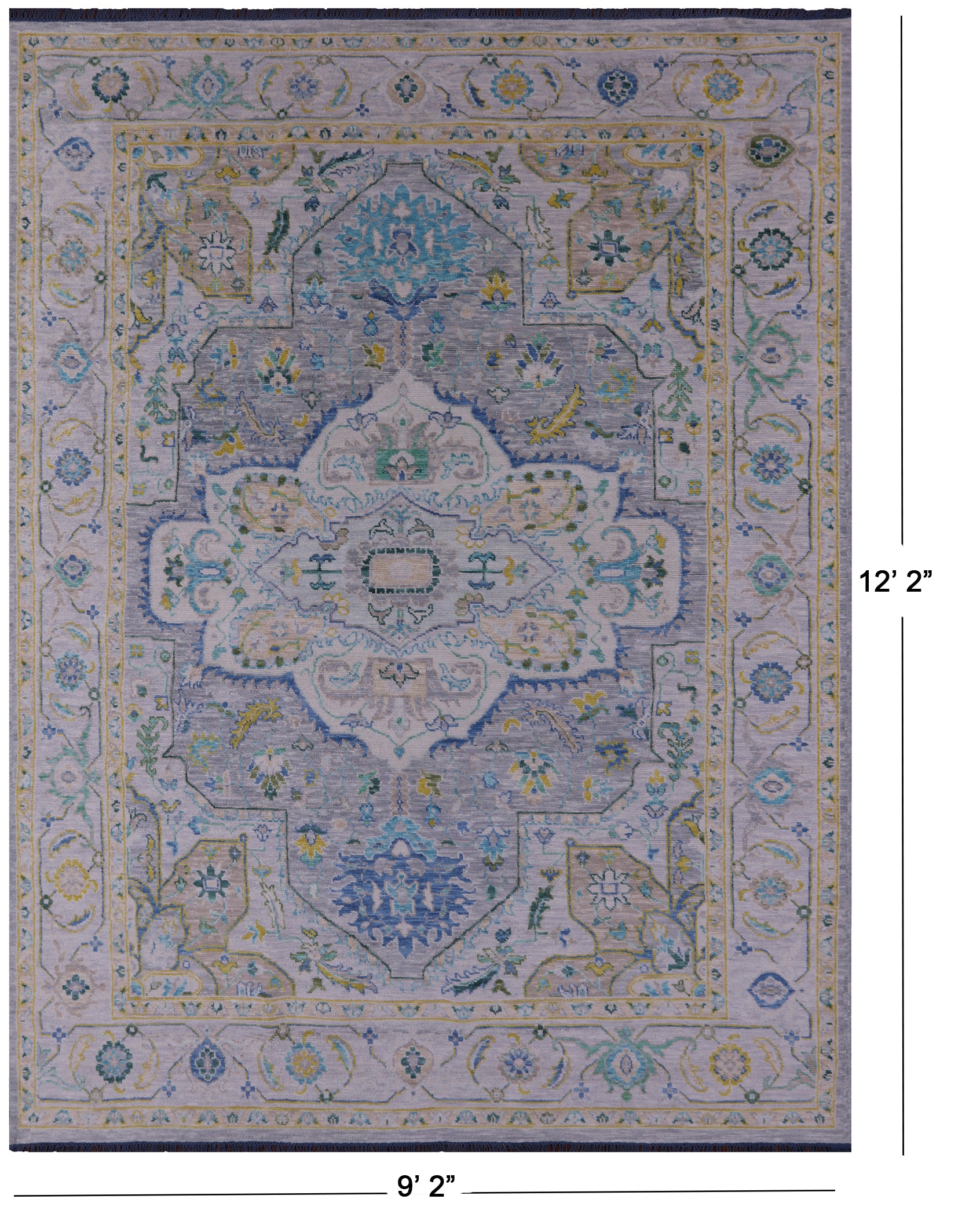 Grey Persian Fine Serapi Handmade Wool Rug - 9' 2" X 12' 2" - Golden Nile