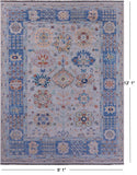 Light Blue Turkish Oushak Hand Knotted Wool Rug - 9' 1" X 12' 1" - Golden Nile
