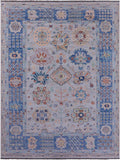 Light Blue Turkish Oushak Hand Knotted Wool Rug - 9' 1" X 12' 1" - Golden Nile