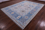 Light Blue Turkish Oushak Hand Knotted Wool Rug - 9' 1" X 12' 1" - Golden Nile