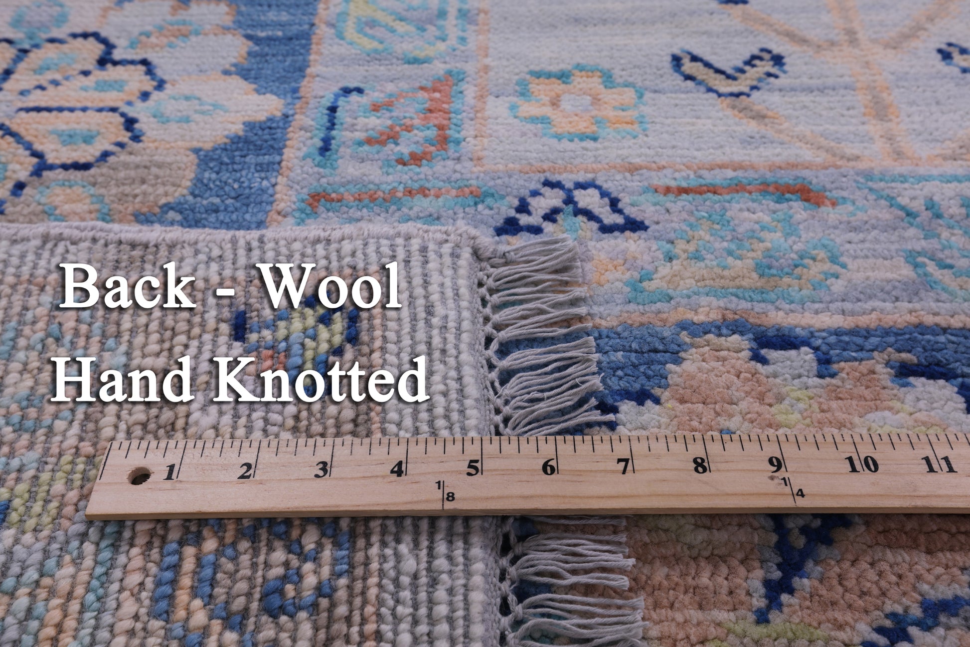Light Blue Turkish Oushak Hand Knotted Wool Rug - 9' 1" X 12' 1" - Golden Nile