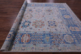 Light Blue Turkish Oushak Hand Knotted Wool Rug - 9' 1" X 12' 1" - Golden Nile