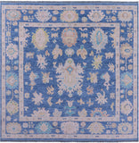 Blue Square Turkish Oushak Hand Knotted Wool Rug - 8' 7" X 9' 0" - Golden Nile