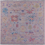 Grey Square Turkish Oushak Hand Knotted Wool Rug - 9' 0" X 9' 1" - Golden Nile