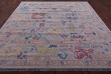 Grey Square Turkish Oushak Hand Knotted Wool Rug - 9' 0" X 9' 1" - Golden Nile