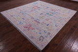 Grey Square Turkish Oushak Hand Knotted Wool Rug - 9' 0" X 9' 1" - Golden Nile
