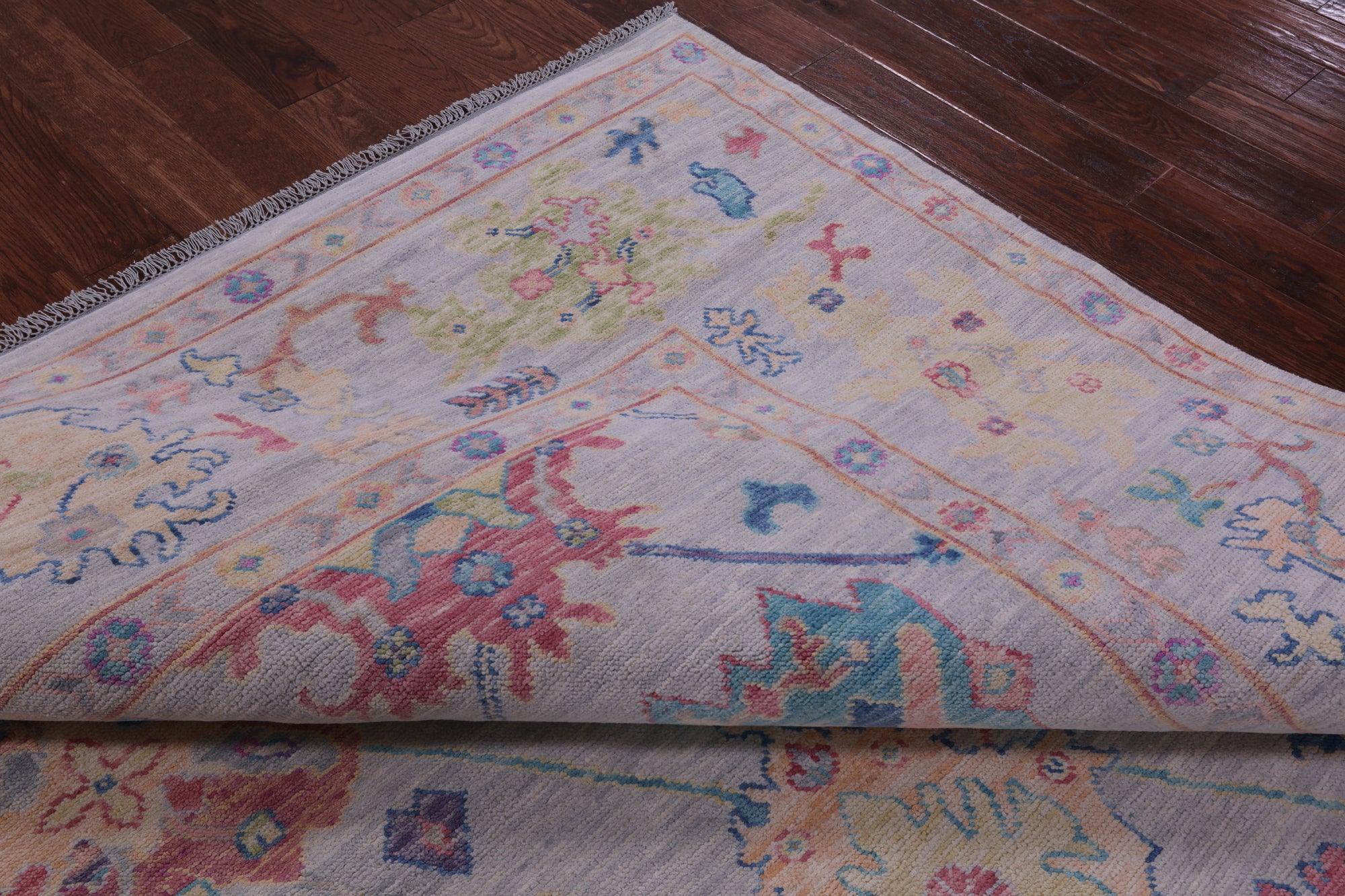 Grey Square Turkish Oushak Hand Knotted Wool Rug - 9' 0" X 9' 1" - Golden Nile