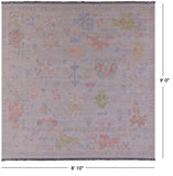 Ivory Square Turkish Oushak Hand Knotted Wool Rug - 8' 10" X 9' 0" - Golden Nile