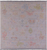 Ivory Square Turkish Oushak Hand Knotted Wool Rug - 8' 10" X 9' 0" - Golden Nile