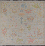 SUPER SALE Ivory Square Turkish Oushak Hand Knotted Wool Rug - 8' 10" X 9' 0"