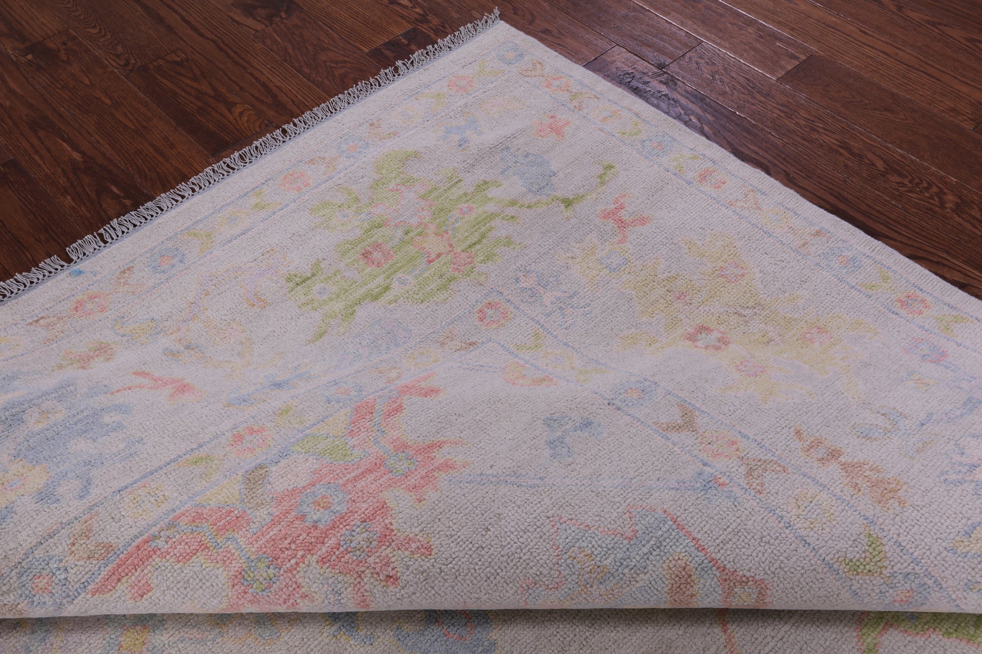 Ivory Square Turkish Oushak Hand Knotted Wool Rug - 8' 10" X 9' 0" - Golden Nile