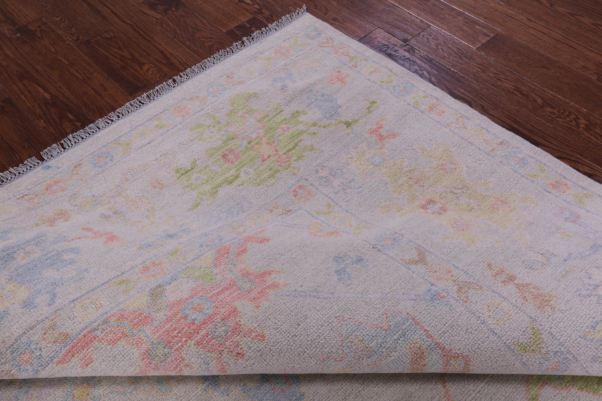 Ivory Square Turkish Oushak Hand Knotted Wool Rug - 8' 10" X 9' 0" - Golden Nile