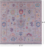 Grey Square Turkish Oushak Hand Knotted Wool Rug - 8' 11" X 9' 0" - Golden Nile