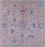Grey Square Turkish Oushak Hand Knotted Wool Rug - 8' 11" X 9' 0" - Golden Nile