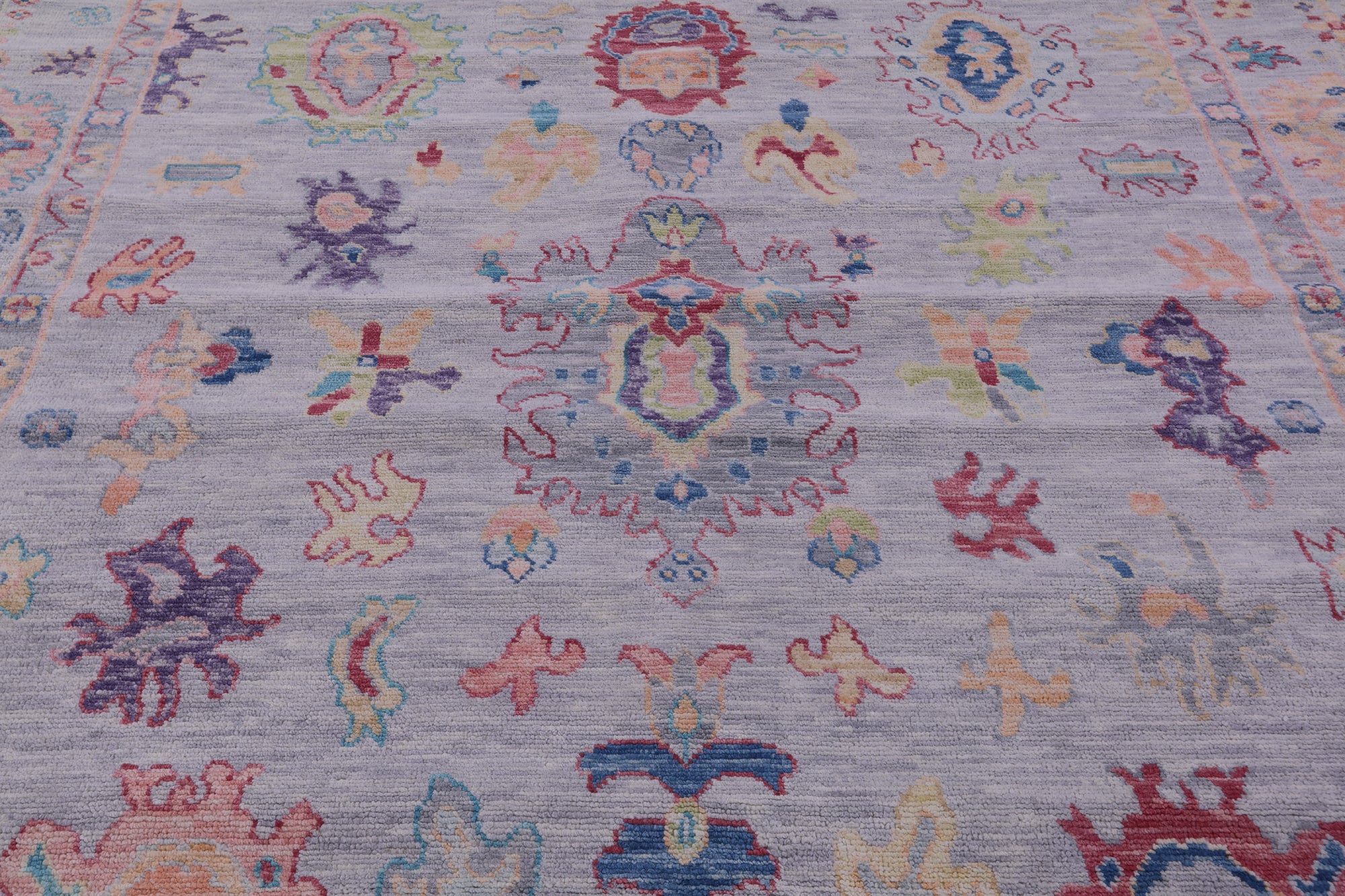 Grey Square Turkish Oushak Hand Knotted Wool Rug - 8' 11" X 9' 0" - Golden Nile