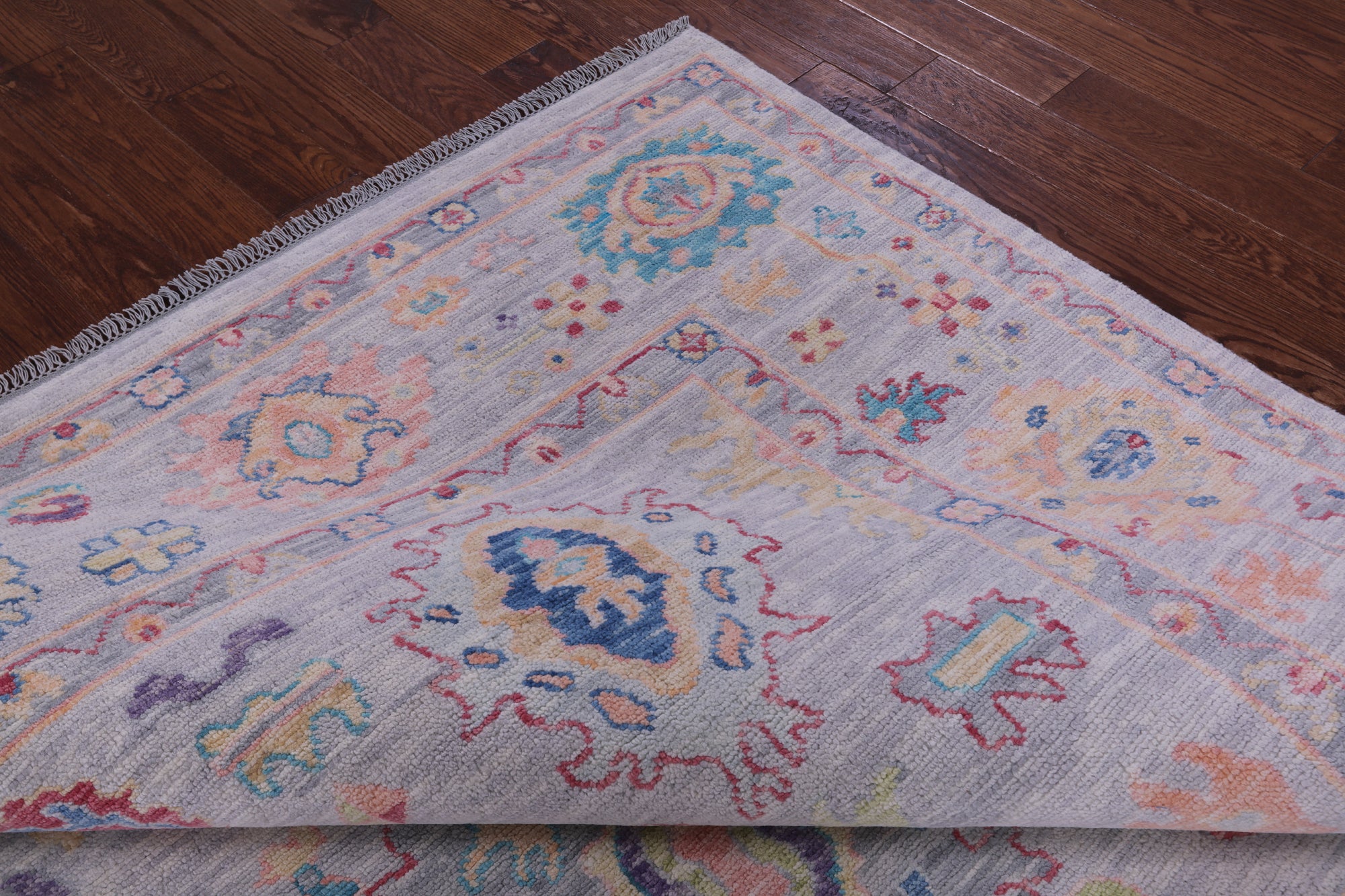 Grey Square Turkish Oushak Hand Knotted Wool Rug - 8' 11" X 9' 0" - Golden Nile