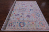 Grey Square Turkish Oushak Hand Knotted Wool Rug - 8' 11" X 9' 0" - Golden Nile