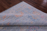 Blue Square Turkish Oushak Hand Knotted Wool Rug - 9' 0" X 9' 2" - Golden Nile