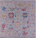 Light Blue Square Turkish Oushak Hand Knotted Wool Rug - 9' 0" X 9' 1" - Golden Nile