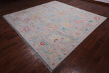 SUPER SALE Silver Square Turkish Oushak Handmade Wool Rug - 9' 0" X 9' 2"