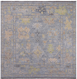 SUPER SALE Silver Square Turkish Oushak Hand Knotted Wool Rug - 9' 1" X 9' 3"