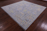 Silver Square Turkish Oushak Hand Knotted Wool Rug - 9' 1" X 9' 3" - Golden Nile