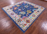 Blue Square Turkish Oushak Handmade Wool Rug - 9' 0" X 9' 2" - Golden Nile