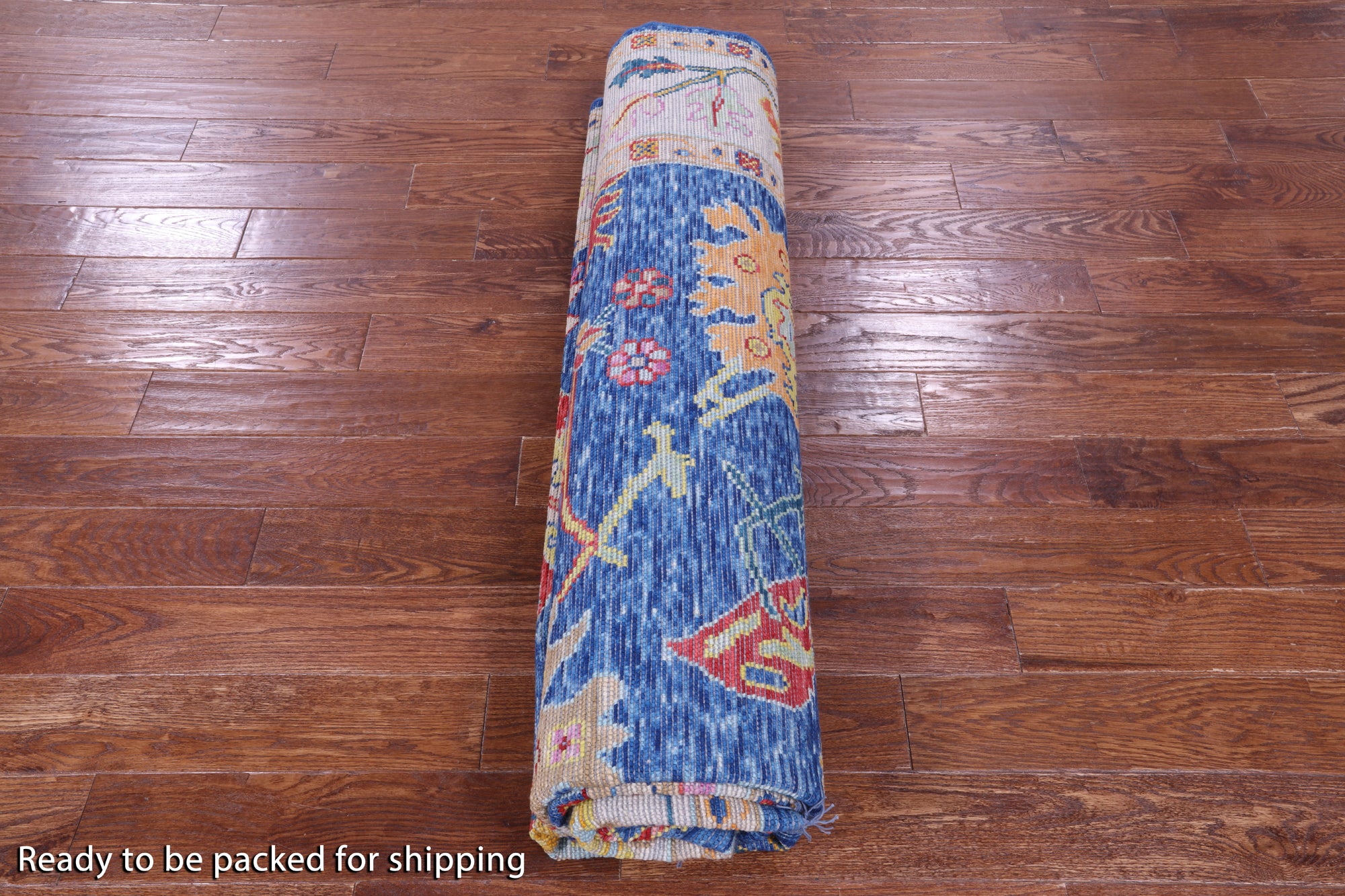 Blue Square Turkish Oushak Handmade Wool Rug - 9' 0" X 9' 2" - Golden Nile