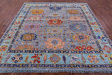 Grey Square Turkish Oushak Hand Knotted Wool Rug - 8' 9" X 9' 0" - Golden Nile