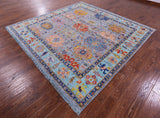 Grey Square Turkish Oushak Hand Knotted Wool Rug - 8' 9" X 9' 0" - Golden Nile