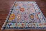 Grey Square Turkish Oushak Hand Knotted Wool Rug - 8' 9" X 9' 0" - Golden Nile