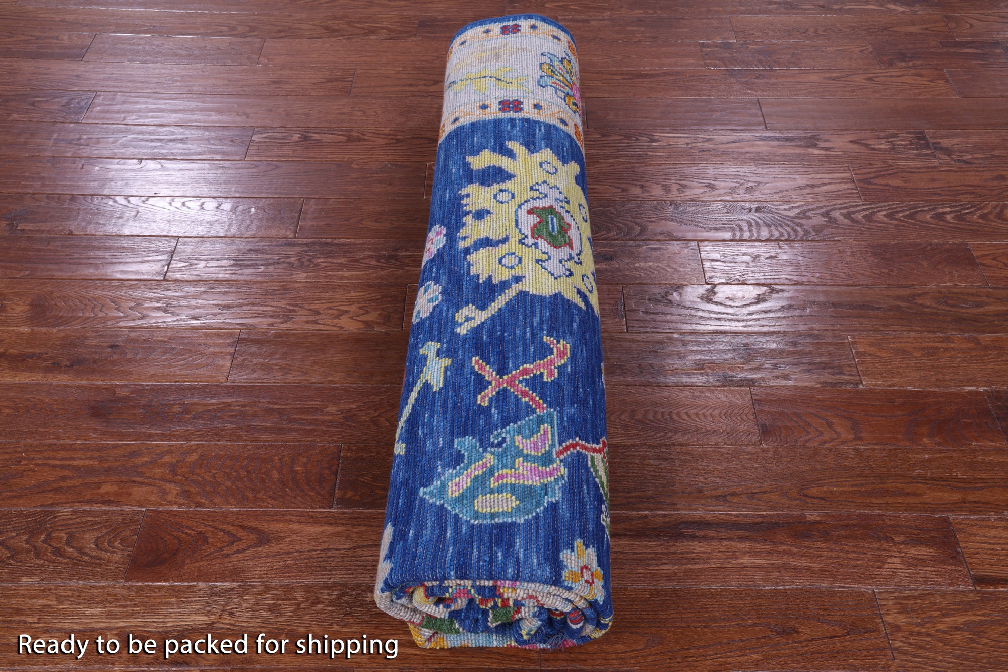 Blue Square Turkish Oushak Hand Knotted Wool Rug - 9' 0" X 9' 2" - Golden Nile