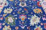Blue Square Turkish Oushak Hand Knotted Wool Rug - 9' 0" X 9' 2" - Golden Nile