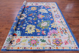 Blue Square Turkish Oushak Hand Knotted Wool Rug - 9' 0" X 9' 2" - Golden Nile