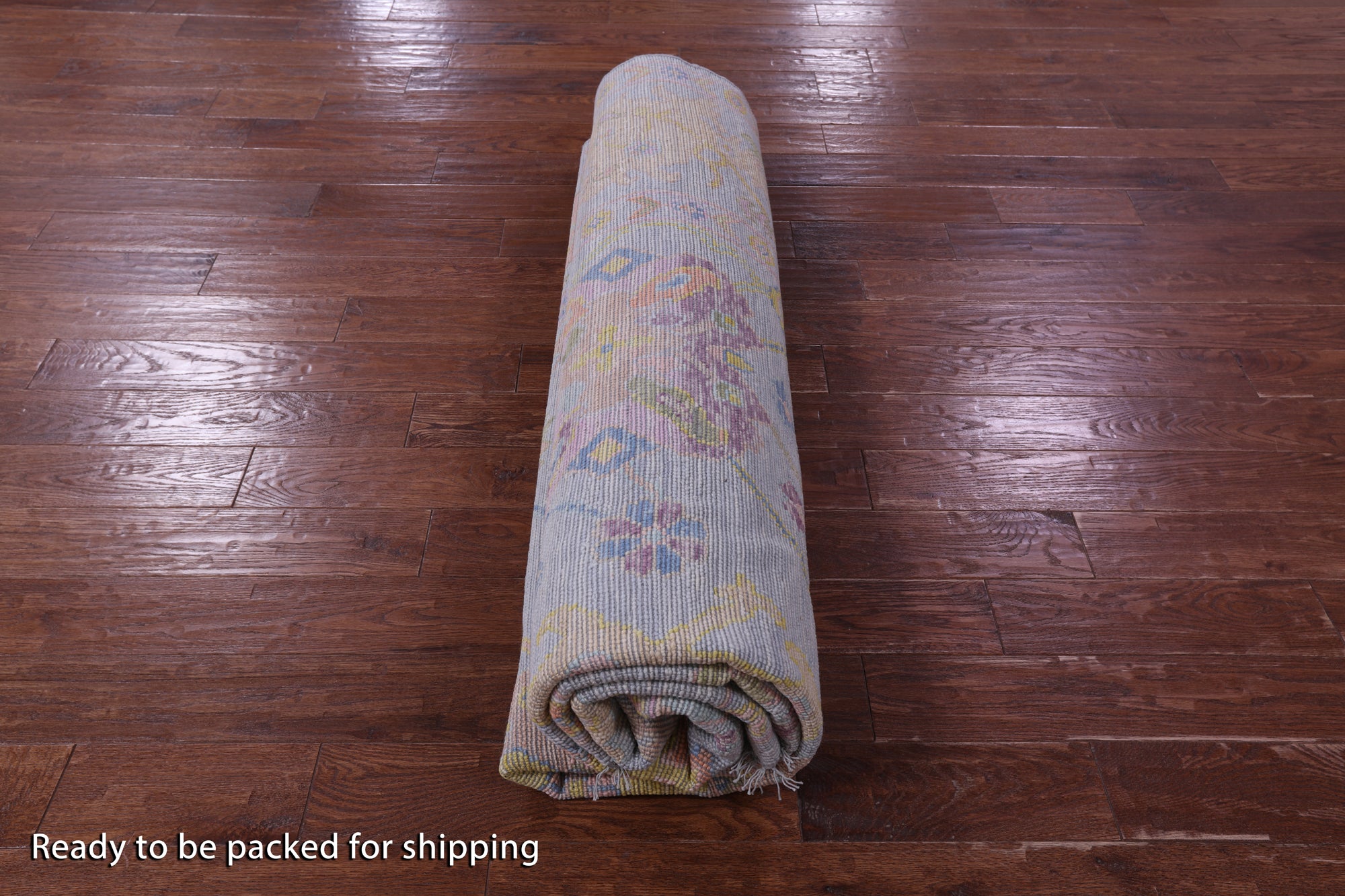 Light Blue Square Turkish Oushak Hand Knotted Wool Rug - 9' 4" X 9' 4" - Golden Nile